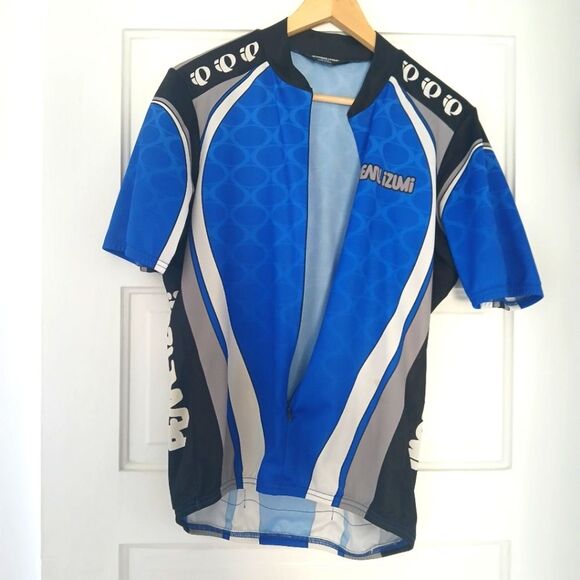 Pearl Izumi Men's Blue Cycling Jersey Color Block Full Zip Mock Neck - Picture 1 of 10
